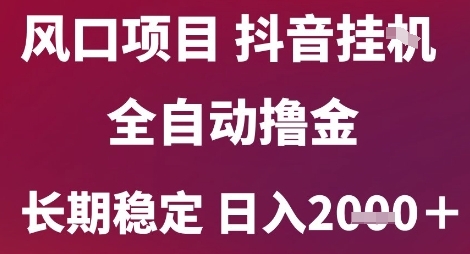 风口项目，六月最新玩法抖音无人挂G，全自动撸金，长期稳定 日入2k+【揭秘】-优优云网创优优云网创资源站