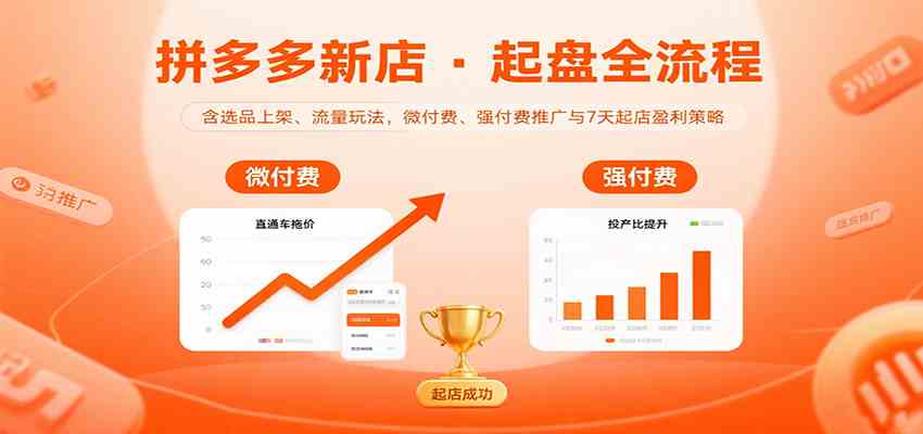 拼多多新店起盘全流程，含选品上架、流量玩法，微付费、强付费推广与7天起店盈利策略-优优云网创优优云网创资源站