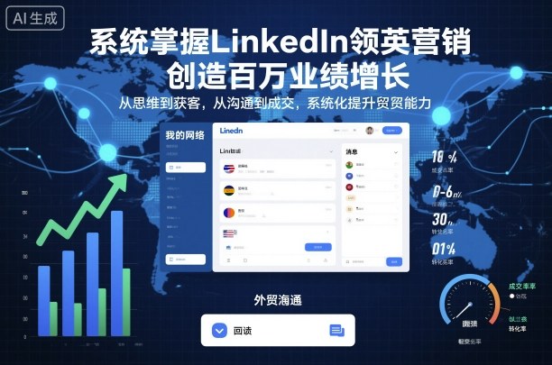 系统掌握LinkedIn领英营销,创造百万业绩增长,从思维到获客,从沟通到成交,系统化提升外贸能力-优优云网创