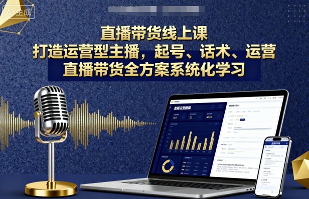 直播带货线上课，打造运营型主播，起号、话术、运营，直播带货全方案系统化学习-优优云网创优优云网创资源站