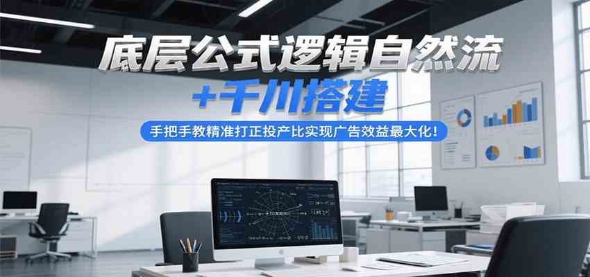 底层公式逻辑自然流+千川搭建，手把手教精准打正投产比实现广告效益最大化！-优优云网创优优云网创资源站
