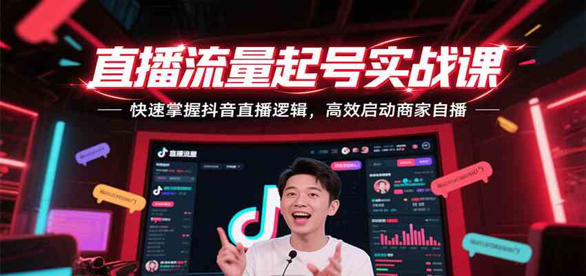 直播流量起号实战课，快速掌握抖音直播逻辑，高效启动商家自播-优优云网创优优云网创资源站