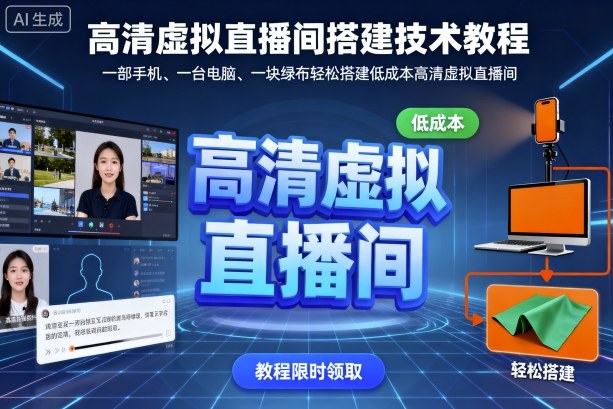 高清虚拟直播间搭建技术教程，一部手机、一台电脑、一块绿布轻松搭建低成本高清虚拟直播间-优优云网创优优云网创资源站