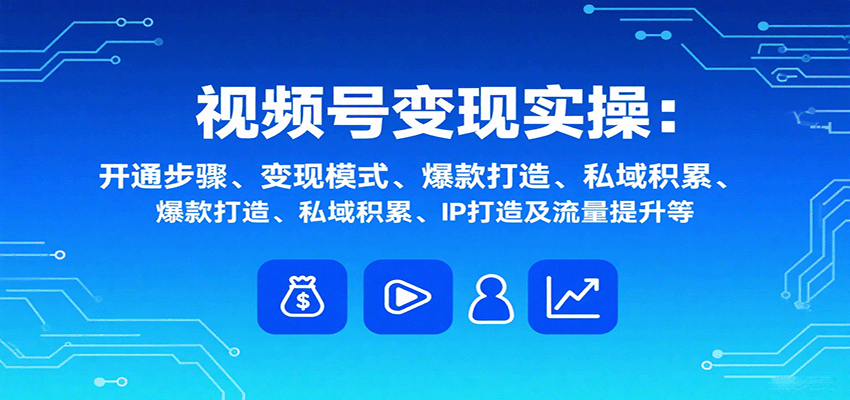 视频号变现实操，含开通步骤、变现模式、爆款打造、私域积累、IP打造及流量提升等-优优云网创优优云网创资源站