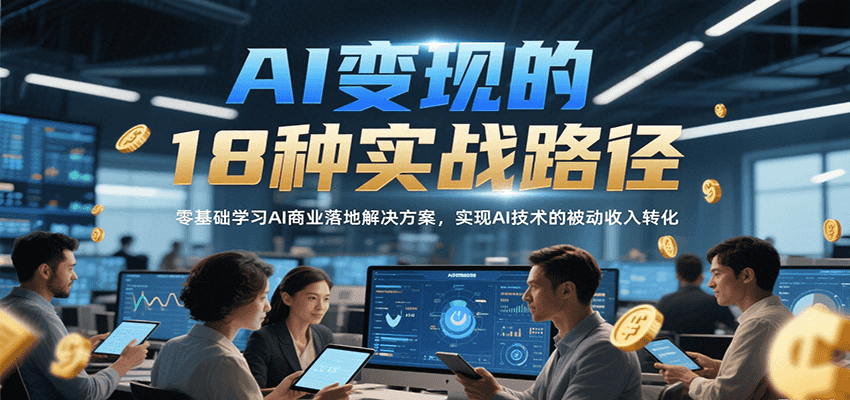 AI变现的18种实战路径，零基础学习AI商业落地解决方案，实现AI技术的被动收入转化-优优云网创优优云网创资源站