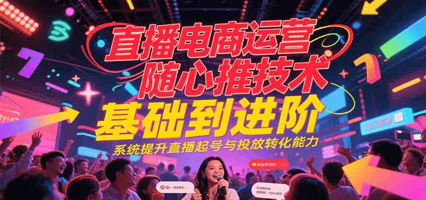 直播电商运营随心推投放技术基础到进阶，系统提升直播起号与投放转化能力-优优云网创优优云网创资源站