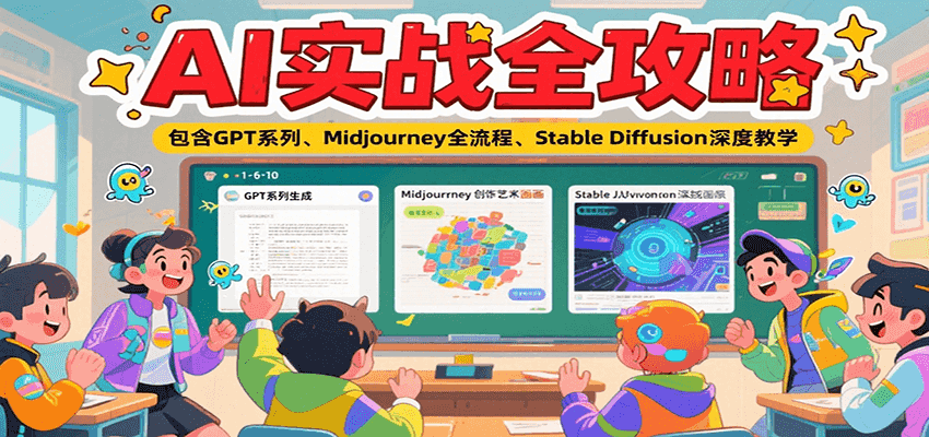 AI实战全攻略，包含GPT系列、Midjourney全流程、Stable Diffusion深度教学-优优云网创优优云网创资源站