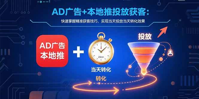 （15637期）AD广告+本地推投放获客：快速掌握精准获客技巧，实现当天投放当天转化效果-优优云网创优优云网创资源站