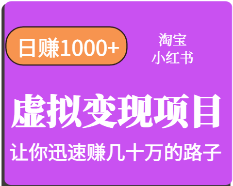 淘宝OR小红书虚拟变现，日赚1000+，多账号操作年收入几十W不等-优优云网创优优云网创资源站
