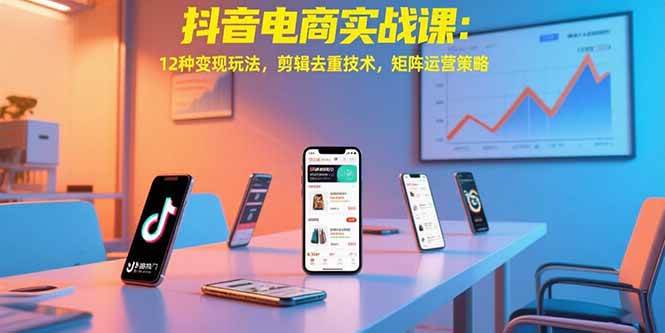 （15478期）抖音电商实战课：12种变现玩法，剪辑去重技术，矩阵运营策略-优优云网创优优云网创资源站