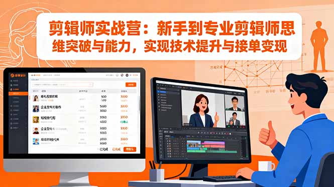 剪辑师实战营:新手到专业剪辑师思维突破与能力,实现技术提升与接单变现-优优云网创