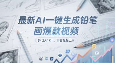 最新AI一键生成铅笔画爆款视频，多平台分发，日 入1k+，小白轻松上手【揭秘】-优优云网创优优云网创资源站