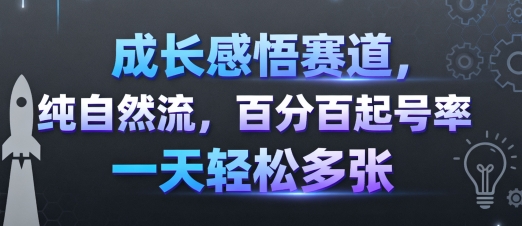 成长感悟赛道，纯自然流，百分百起号率 一天轻松多张-优优云网创优优云网创资源站