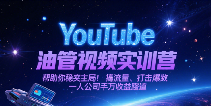 YouTube油管视频实训营，帮助你稳入局、搞流量、打爆款，一人公司千万收益赛道-优优云网创优优云网创资源站