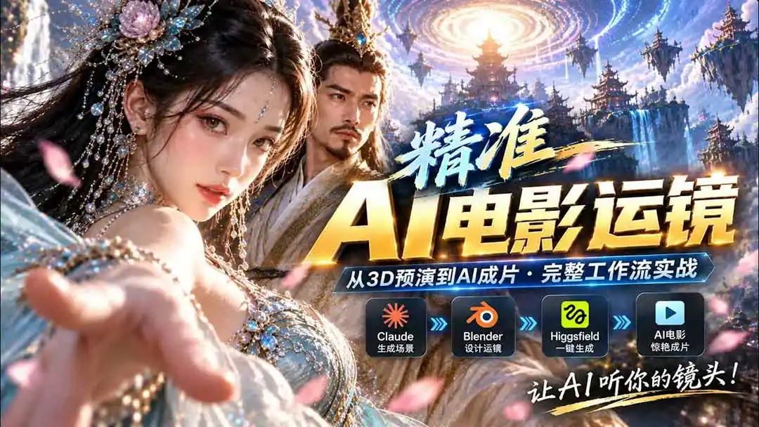AI视频终于能精准运镜了!Claude + Blender + Higgsfield 免费插件实测- 0成本轻资产创业 | 虚拟项目 | 一人公司落地平台|清创生财清风筹谋网赚库