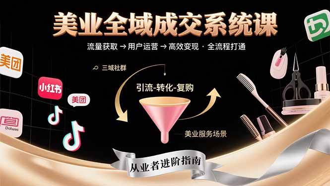 （15650期）美业全域成交系统课程：帮助美业从业者打通从流量获取到高效变现全流程-优优云网创优优云网创资源站