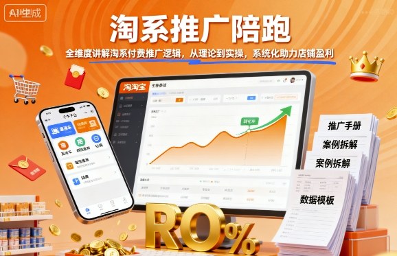 淘系推广陪跑，全维度讲解淘系付费推广逻辑，从理论到实操，系统化助力店铺盈利-优优云网创优优云网创资源站