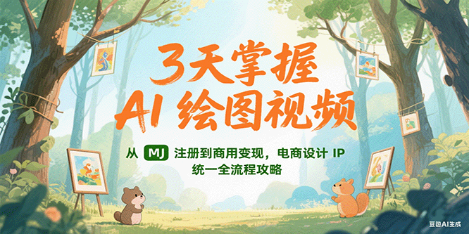 3天掌握AI绘图视频，从MJ 注册到商用变现，电商设计IP统一全流程攻略-优优云网创优优云网创资源站