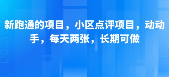 新跑通的项目，小区点评项目，动动手，每天两张，长期可做-优优云网创优优云网创资源站