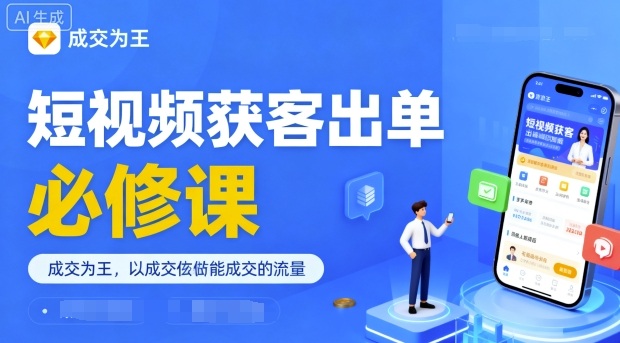 短视频获客出单必修课，成交为王，以成交为导向，直接做能成交的流量-优优云网创优优云网创资源站