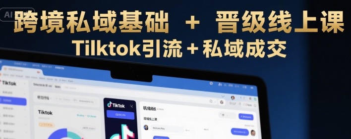 跨境私域基础+晋级线上课，Tilktok引流+私域成交-优优云网创优优云网创资源站