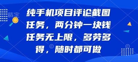纯手机项目评论截图任务，两分钟一块钱 任务无上限多劳多得，随时随地都能做【揭秘】-优优云网创优优云网创资源站