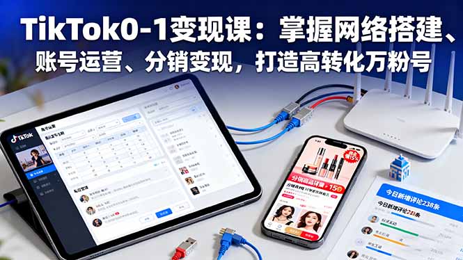 TikTok0-1变现课：掌握网络搭建、账号运营、分销变现，打造高转化万粉号-优优云网创