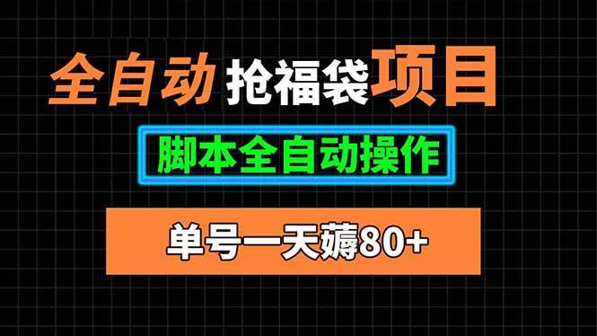 （15697期）全自动抢福袋项目，单号一天80+脚本全自动操作-优优云网创优优云网创资源站