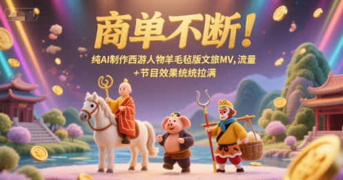 商单不断！纯AI制作西游人物羊毛毡版文旅MV，流量+节目效果统统拉满-优优云网创优优云网创资源站