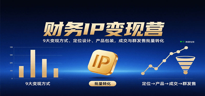 财务IP变现营：9大变现方式、定位设计、产品包装，成交与群发售批量转化-优优云网创优优云网创资源站