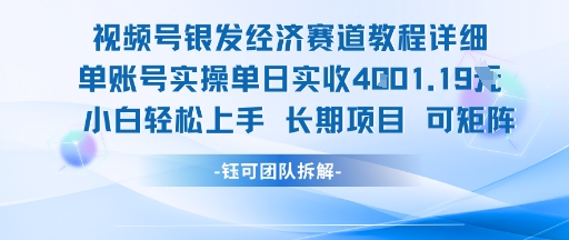 视频号银发经济赛道单账号实操单日实收1k+，小白轻松上手长期项目-优优云网创优优云网创资源站