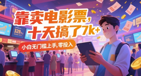 靠卖电影票，十天搞了7k+，小白无门槛上手，零投入【揭秘】-优优云网创优优云网创资源站