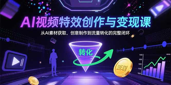 （15587期）AI视频特效创作与变现课：从AI素材获取、创意制作到流量转化的完整闭环-优优云网创优优云网创资源站