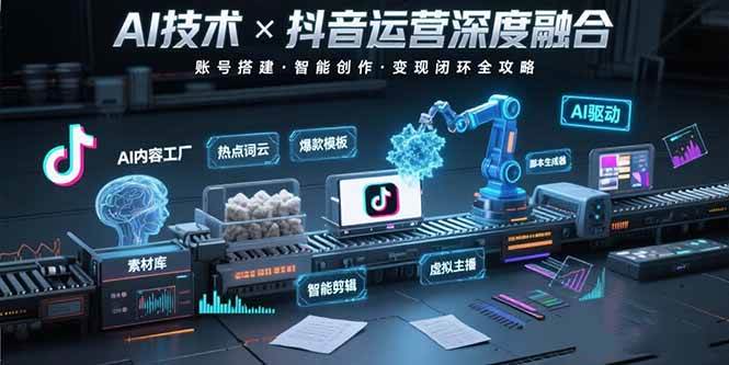 （15630期）AI技术与抖音运营的深度融合应用：涵盖账号搭建、内容创作、收益变现等-优优云网创优优云网创资源站