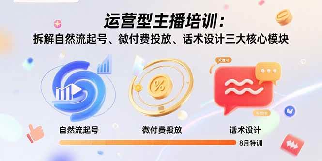 （15654期）运营型主播培训：拆解自然流起号、微付费投放、话术设计三大核心模块-8月-优优云网创优优云网创资源站