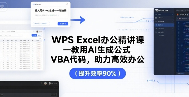 WPS Excel办公精讲课，教用 AI 生成公式，VBA 代码，助力高效办公-优优云网创优优云网创资源站
