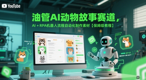 油管AI动物故事赛道，AI+RPA机器人流程自动化制作素材【保姆级教程】-优优云网创优优云网创资源站