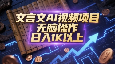 文言文AI视频项目，无脑操作，日入1K以上-优优云网创优优云网创资源站