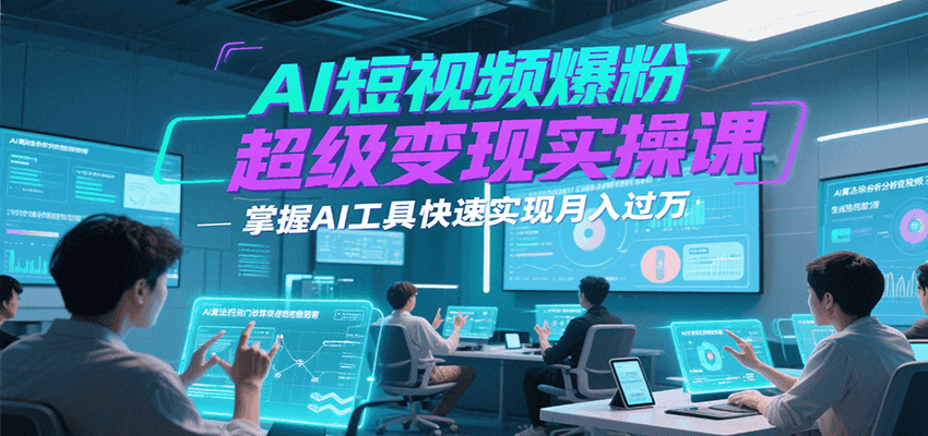 AI短视频爆粉超级变现实操课，掌握AI工具快速实现月入过万-优优云网创优优云网创资源站