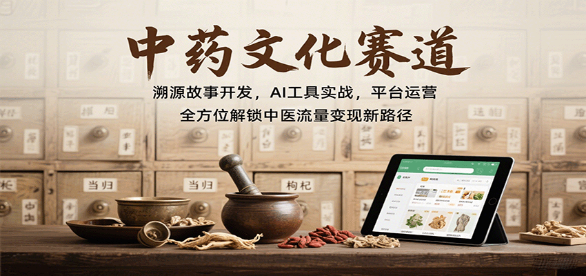 中药文化赛道：溯源故事开发，AI工具实战，平台运营，全方位解锁中医流量变现新路径-优优云网创优优云网创资源站