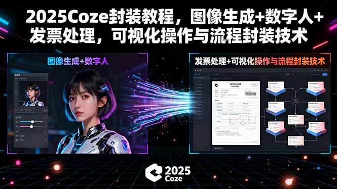 2025Coze封装教程，图像生成+数字人+发票处理，可视化操作与流程封装技术-优优云网创优优云网创资源站