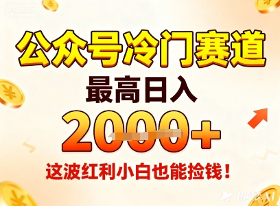 公众号冷门赛道，最高日入1k+，这波红利小白也能捡钱！-优优云网创