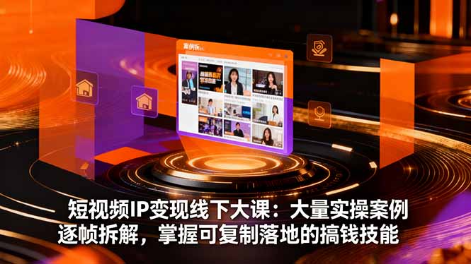 短视频IP变现线下大课：大量实操案例逐帧拆解，掌握可复制落地的搞钱技能-优优云网创