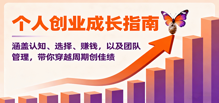 个人创业成长指南：涵盖认知、选择、赚钱，以及团队管理，带你穿越周期创佳绩-优优云网创优优云网创资源站
