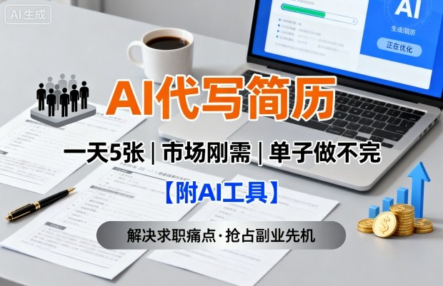 AI代写简历，一天5张，今年找工作难，市场刚需，单子做不完【附AI工具】-优优云网创优优云网创资源站