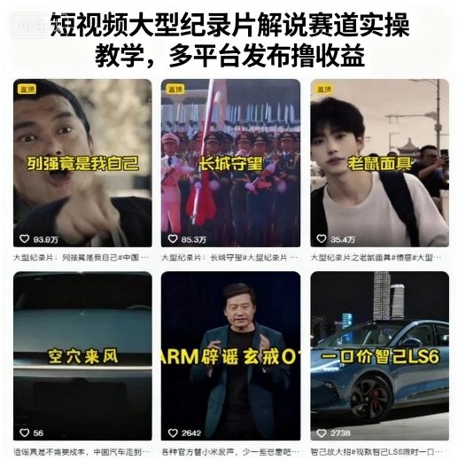 短视频大型纪录片解说赛道实操教学，多平台发布撸收益-优优云网创优优云网创资源站