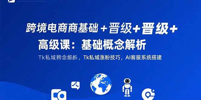 （15496期）跨境电商基础+晋级+高级课：基础概念解析,Tk私域涨粉技巧,AI客服系统搭建-优优云网创优优云网创资源站