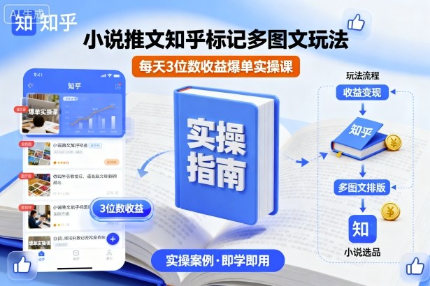 小说推文知乎标记多图文玩法，每天3位数收益爆单实操课-优优云网创优优云网创资源站