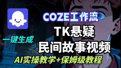 Coze扣子工作流一键生成TK悬疑民间故事视频，AI实操教学+保姆级教程-优优云网创优优云网创资源站