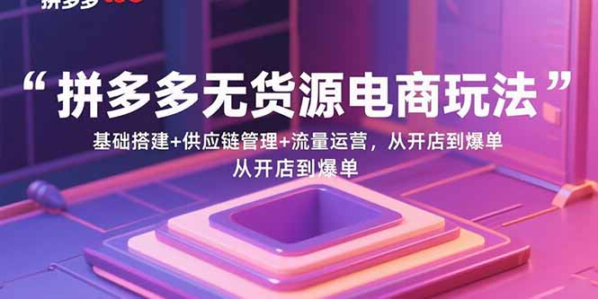 拼多多无货源电商玩法：基础搭建+供应链管理+流量运营，从开店到爆单-优优云网创优优云网创资源站